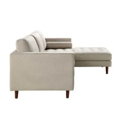 Henrietta Beige Woven Fabric Grand 4-Seater Chaise End Sofa, Right Hand Facing -Daals Store BOSF 9680 BEIGE WOV CHAISE RHF WB4