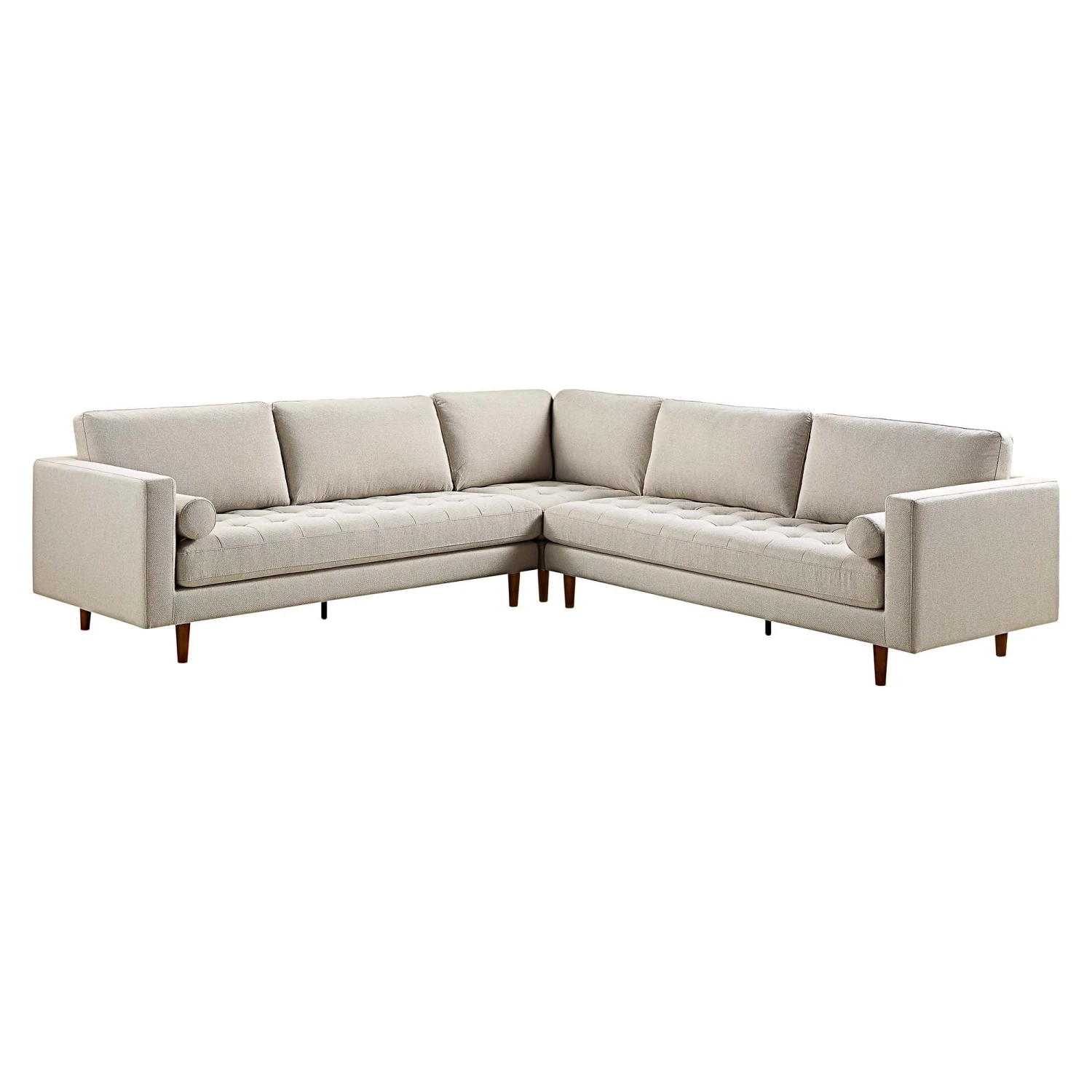 Henrietta 5+Seater Corner Sofa, Beige Woven Fabric 4 Henrietta 5+Seater Corner Sofa, Beige Woven Fabric - Image 4