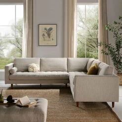 Henrietta 5+Seater Corner Sofa, Beige Woven Fabric 16 Henrietta 5+Seater Corner Sofa, Beige Woven Fabric -Daals Store BOSF 9680 BEIGE WOV CORNER SET scene2