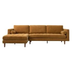 Henrietta Spiced Honey Chenille Grand 4-Seater Chaise End Sofa, Left Hand Facing -Daals Store BOSF 9680 FENN CHEN LHF SET WB1