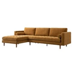 Henrietta Spiced Honey Chenille Grand 4-Seater Chaise End Sofa, Left Hand Facing -Daals Store BOSF 9680 FENN CHEN LHF SET WB2