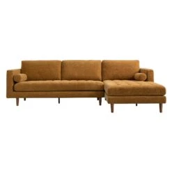 Henrietta Spiced Honey Chenille Grand 4-Seater Chaise End Sofa, Right Hand Facing -Daals Store BOSF 9680 FENN CHEN RHF SET WB1