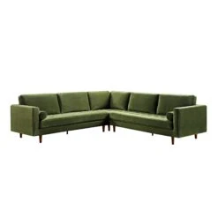 Henrietta 5+Seater Corner Sofa, Moss Green Velvet 21 Henrietta 5+Seater Corner Sofa, Moss Green Velvet -Daals Store BOSF 9680 FERN VEL CORNER SET WB1