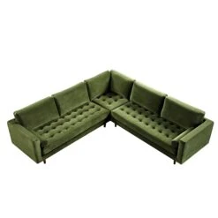 Henrietta 5+Seater Corner Sofa, Moss Green Velvet 22 Henrietta 5+Seater Corner Sofa, Moss Green Velvet -Daals Store BOSF 9680 FERN VEL CORNER SET WB2
