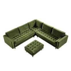 Henrietta 5+Seater Corner Sofa, Moss Green Velvet 27 Henrietta 5+Seater Corner Sofa, Moss Green Velvet -Daals Store BOSF 9680 FERN VEL CORNER SET WB6