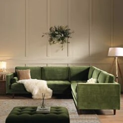 Henrietta 5+Seater Corner Sofa, Moss Green Velvet 18 Henrietta 5+Seater Corner Sofa, Moss Green Velvet -Daals Store BOSF 9680 FERN VEL CORNER SET scene2