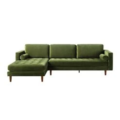 Henrietta Moss Green Velvet Grand 4-Seater Chaise End Sofa, Left Hand Facing 17 Henrietta Moss Green Velvet Grand 4-Seater Chaise End Sofa, Left Hand Facing -Daals Store BOSF 9680 FERN VEL LHF SET WB1