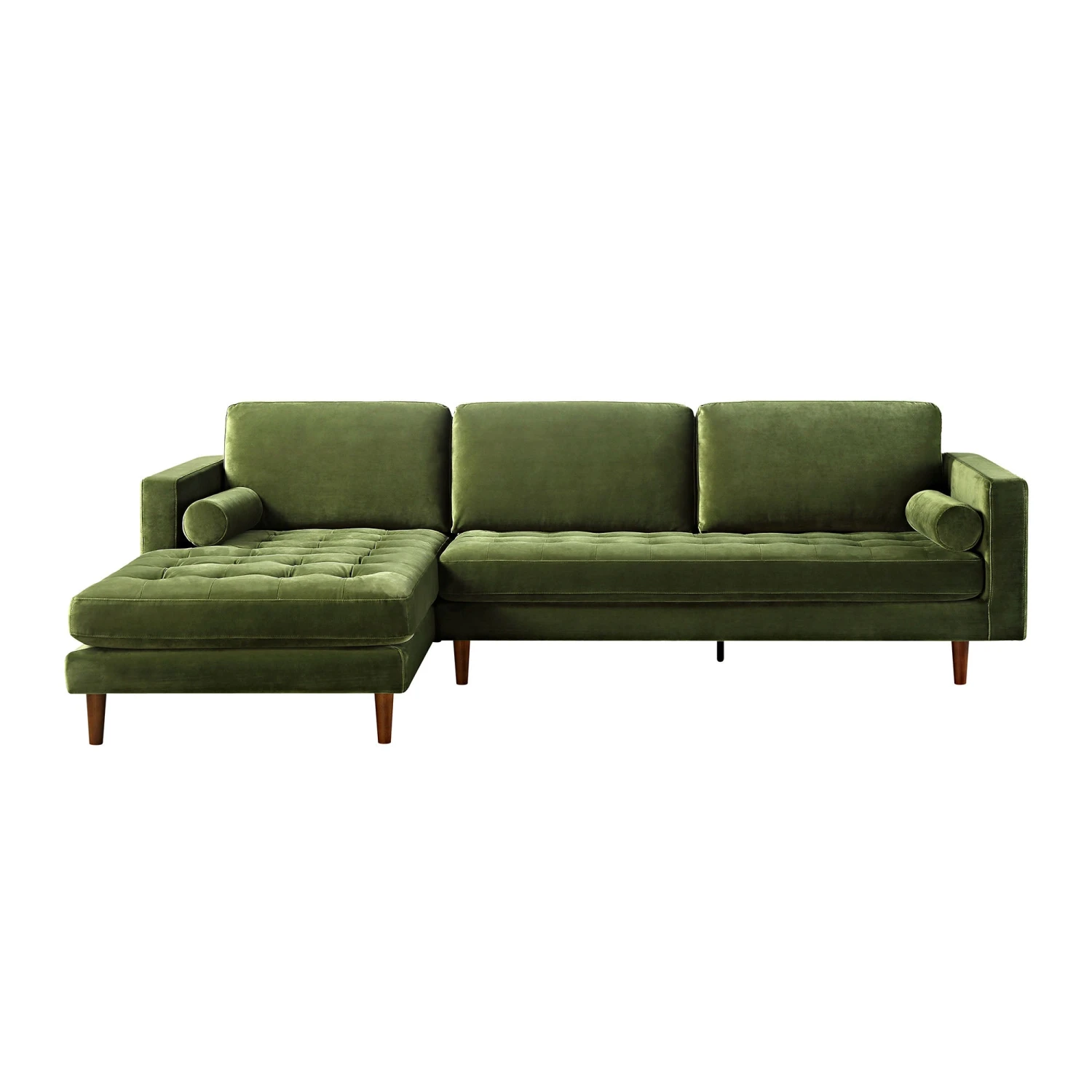 Henrietta Moss Green Velvet Grand 4-Seater Chaise End Sofa, Left Hand Facing 5 Henrietta Moss Green Velvet Grand 4-Seater Chaise End Sofa, Left Hand Facing - Image 5