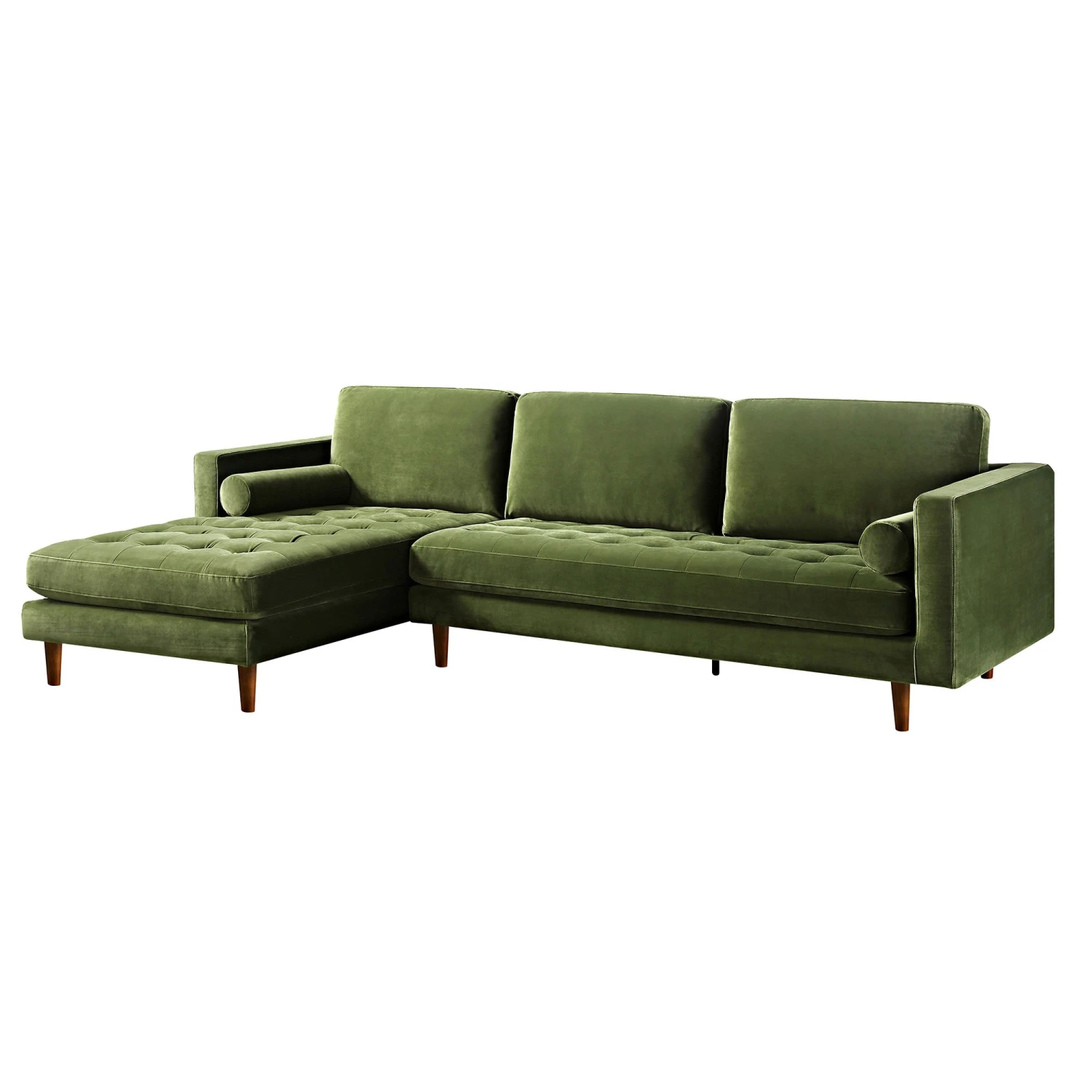 Henrietta Moss Green Velvet Grand 4-Seater Chaise End Sofa, Left Hand Facing 6 Henrietta Moss Green Velvet Grand 4-Seater Chaise End Sofa, Left Hand Facing - Image 6