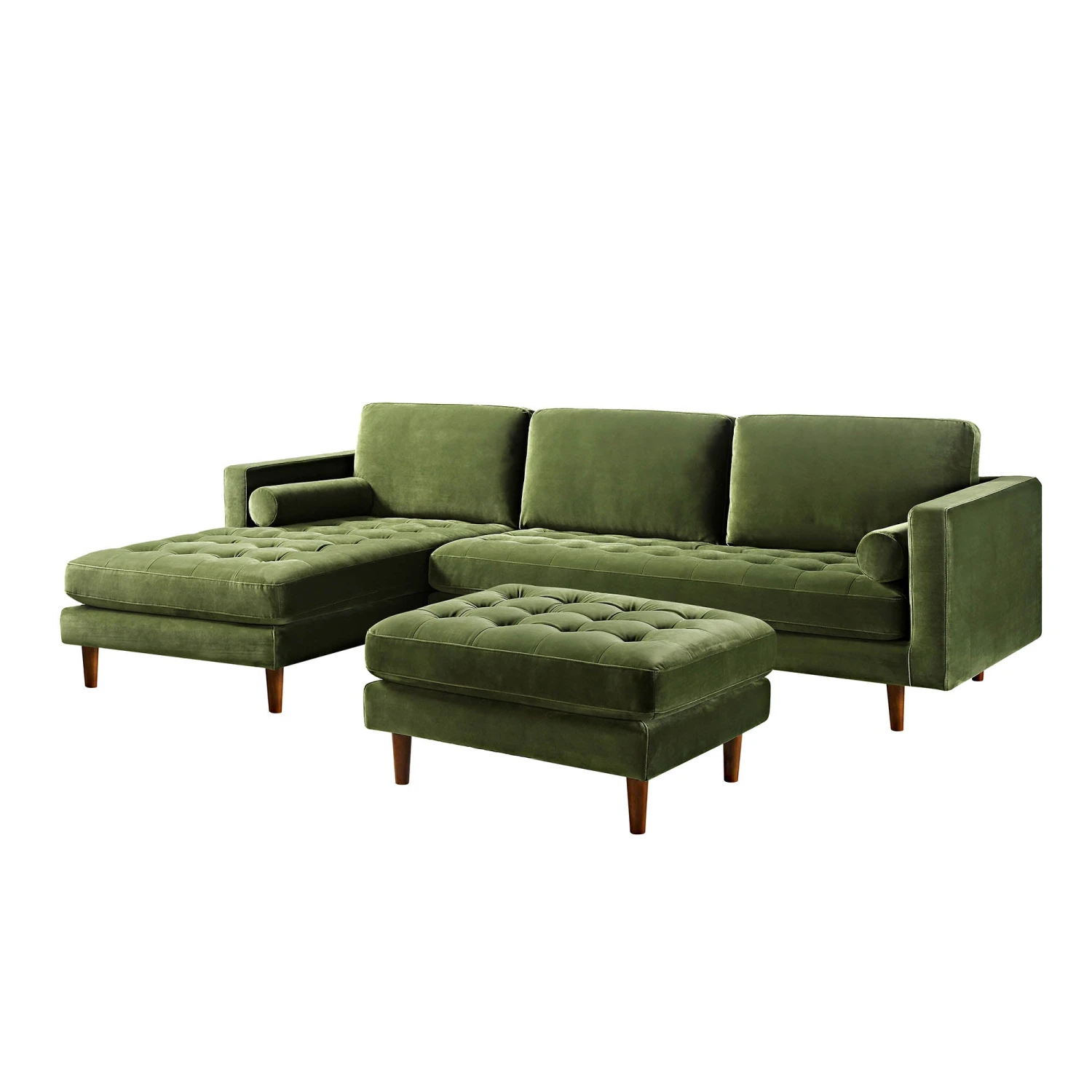 Henrietta Moss Green Velvet Grand 4-Seater Chaise End Sofa, Left Hand Facing 8 Henrietta Moss Green Velvet Grand 4-Seater Chaise End Sofa, Left Hand Facing - Image 8
