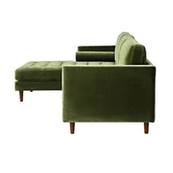 Henrietta Moss Green Velvet Grand 4-Seater Chaise End Sofa, Left Hand Facing 21 Henrietta Moss Green Velvet Grand 4-Seater Chaise End Sofa, Left Hand Facing -Daals Store BOSF 9680 FERN VEL LHF SET WB4