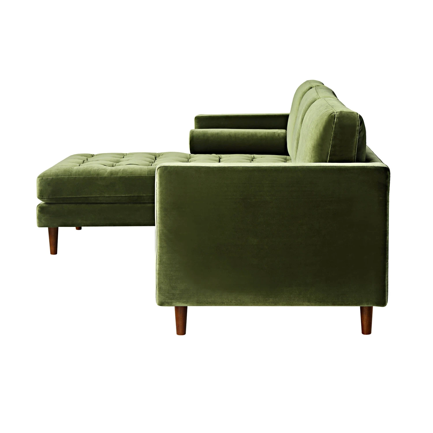 Henrietta Moss Green Velvet Grand 4-Seater Chaise End Sofa, Left Hand Facing 9 Henrietta Moss Green Velvet Grand 4-Seater Chaise End Sofa, Left Hand Facing - Image 9