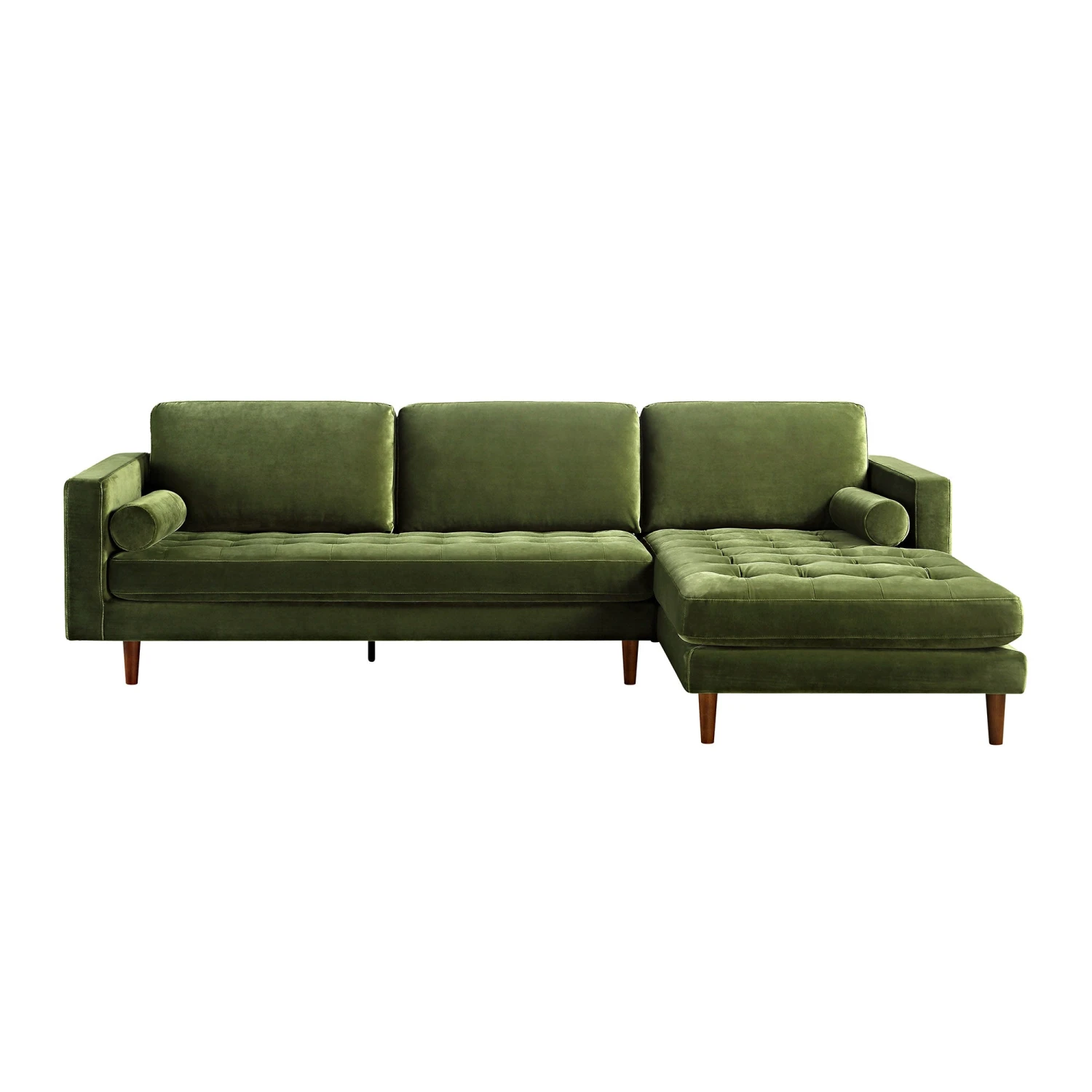 Henrietta Moss Green Velvet Grand 4-Seater Chaise End Sofa, Right Hand Facing 5 Henrietta Moss Green Velvet Grand 4-Seater Chaise End Sofa, Right Hand Facing - Image 5