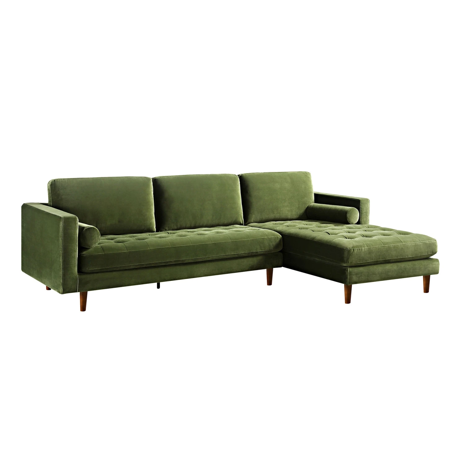 Henrietta Moss Green Velvet Grand 4-Seater Chaise End Sofa, Right Hand Facing 6 Henrietta Moss Green Velvet Grand 4-Seater Chaise End Sofa, Right Hand Facing - Image 6
