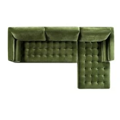 Henrietta Moss Green Velvet Grand 4-Seater Chaise End Sofa, Right Hand Facing 20 Henrietta Moss Green Velvet Grand 4-Seater Chaise End Sofa, Right Hand Facing -Daals Store BOSF 9680 FERN VEL RHF SET WB3