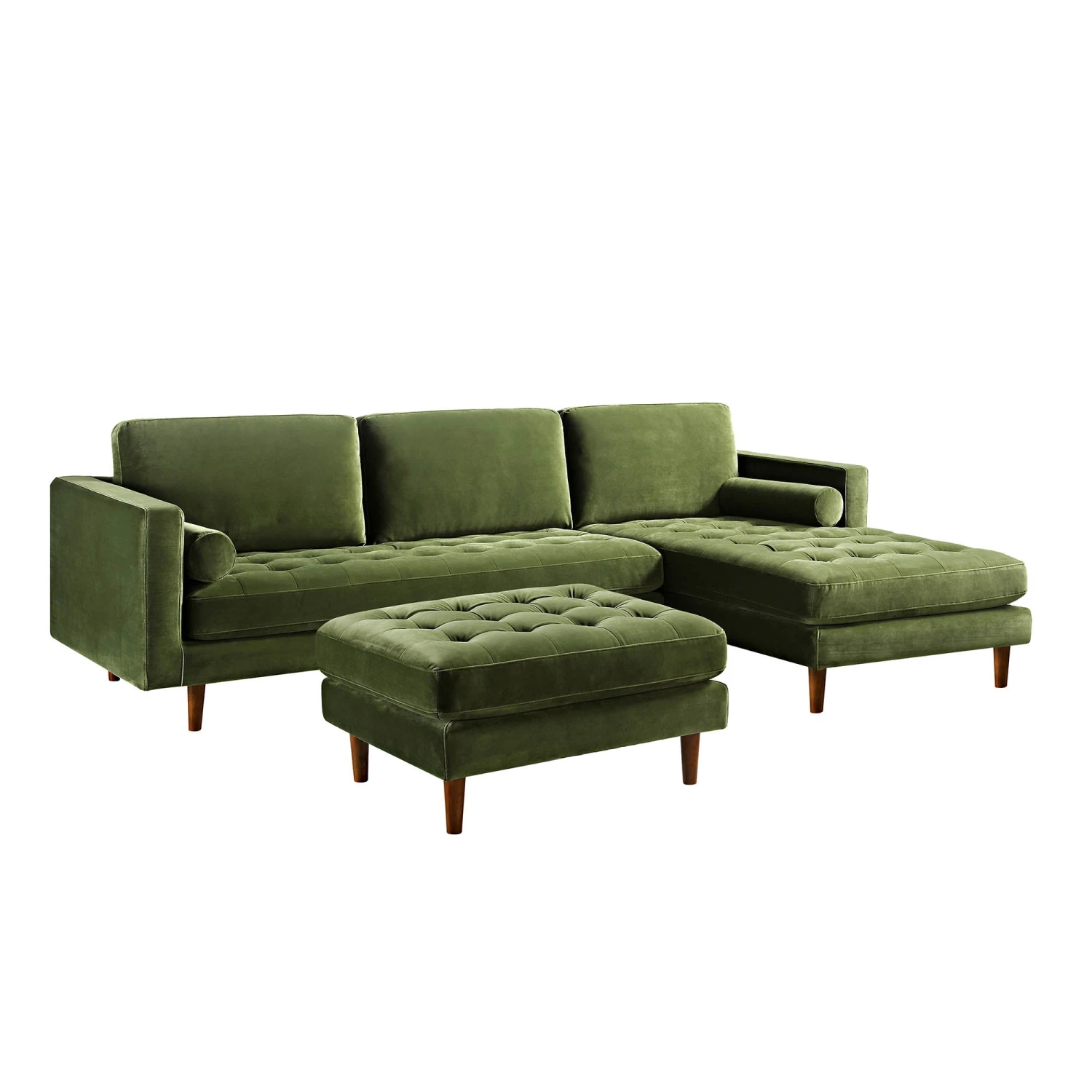 Henrietta Moss Green Velvet Grand 4-Seater Chaise End Sofa, Right Hand Facing 9 Henrietta Moss Green Velvet Grand 4-Seater Chaise End Sofa, Right Hand Facing - Image 9