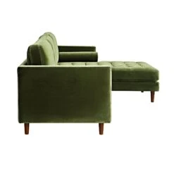 Henrietta Moss Green Velvet Grand 4-Seater Chaise End Sofa, Right Hand Facing 22 Henrietta Moss Green Velvet Grand 4-Seater Chaise End Sofa, Right Hand Facing -Daals Store BOSF 9680 FERN VEL RHF SET WB5