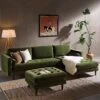 Henrietta Moss Green Velvet Grand 4-Seater Chaise End Sofa, Right Hand Facing -Daals Store BOSF 9680 FERN VEL RHF SET main