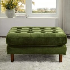 Henrietta Ottoman, Moss Green Velvet 12 Henrietta Ottoman, Moss Green Velvet -Daals Store BOSF 9680 FERN VEL STOOL scene2