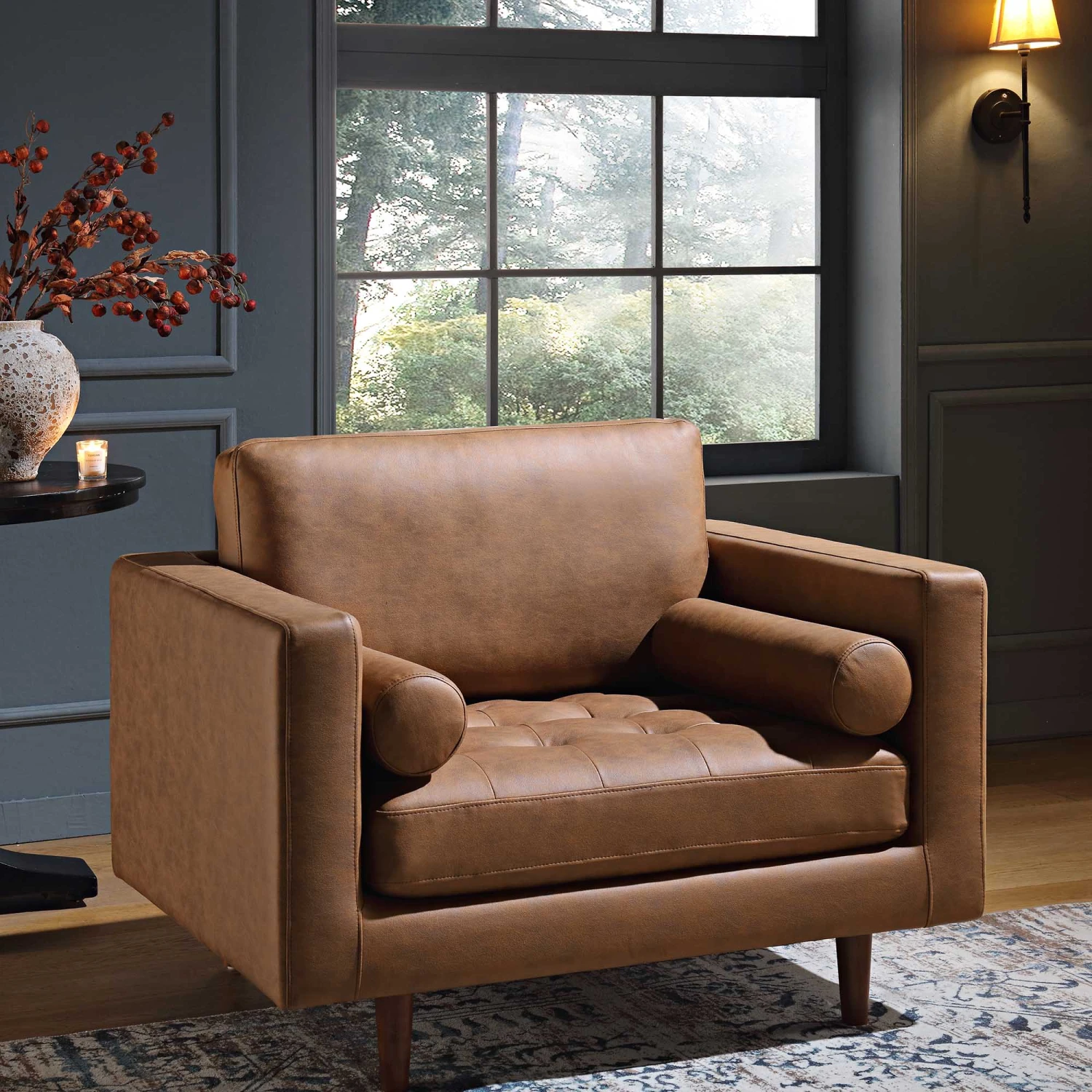 Henrietta Armchair, Tan Faux Suede 2 Henrietta Armchair, Tan Faux Suede - Image 2