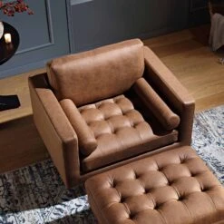 Henrietta Armchair, Tan Faux Suede 15 Henrietta Armchair, Tan Faux Suede -Daals Store BOSF 9680 TAN FXLT 1ST scene3