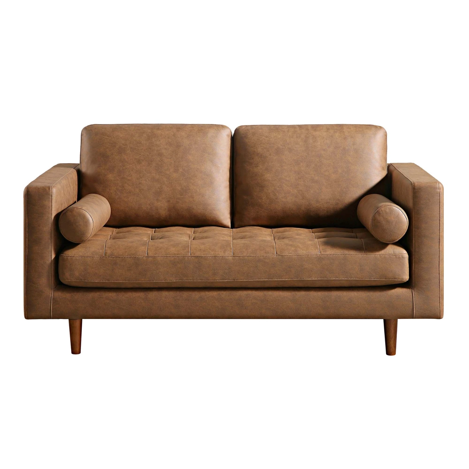 Henrietta 2-Seater Sofa, Tan Faux Suede 5 Henrietta 2-Seater Sofa, Tan Faux Suede - Image 5