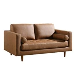 Henrietta 2-Seater Sofa, Tan Faux Suede 19 Henrietta 2-Seater Sofa, Tan Faux Suede -Daals Store BOSF 9680 TAN FXLT 2ST WB2