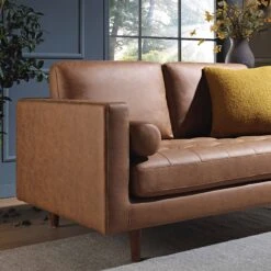 Henrietta 2-Seater Sofa, Tan Faux Suede 16 Henrietta 2-Seater Sofa, Tan Faux Suede -Daals Store BOSF 9680 TAN FXLT 2ST scene2