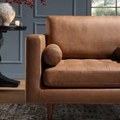 Henrietta 2-Seater Sofa, Tan Faux Suede 17 Henrietta 2-Seater Sofa, Tan Faux Suede -Daals Store BOSF 9680 TAN FXLT 2ST scene3