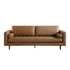 Henrietta Large 3-Seater Sofa, Tan Faux Suede -Daals Store BOSF 9680 TAN FXLT 3ST WB1