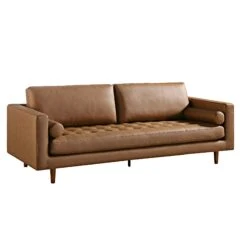 Henrietta Large 3-Seater Sofa, Tan Faux Suede -Daals Store BOSF 9680 TAN FXLT 3ST WB2