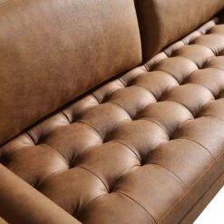 Henrietta Large 3-Seater Sofa, Tan Faux Suede -Daals Store BOSF 9680 TAN FXLT 3ST detail1