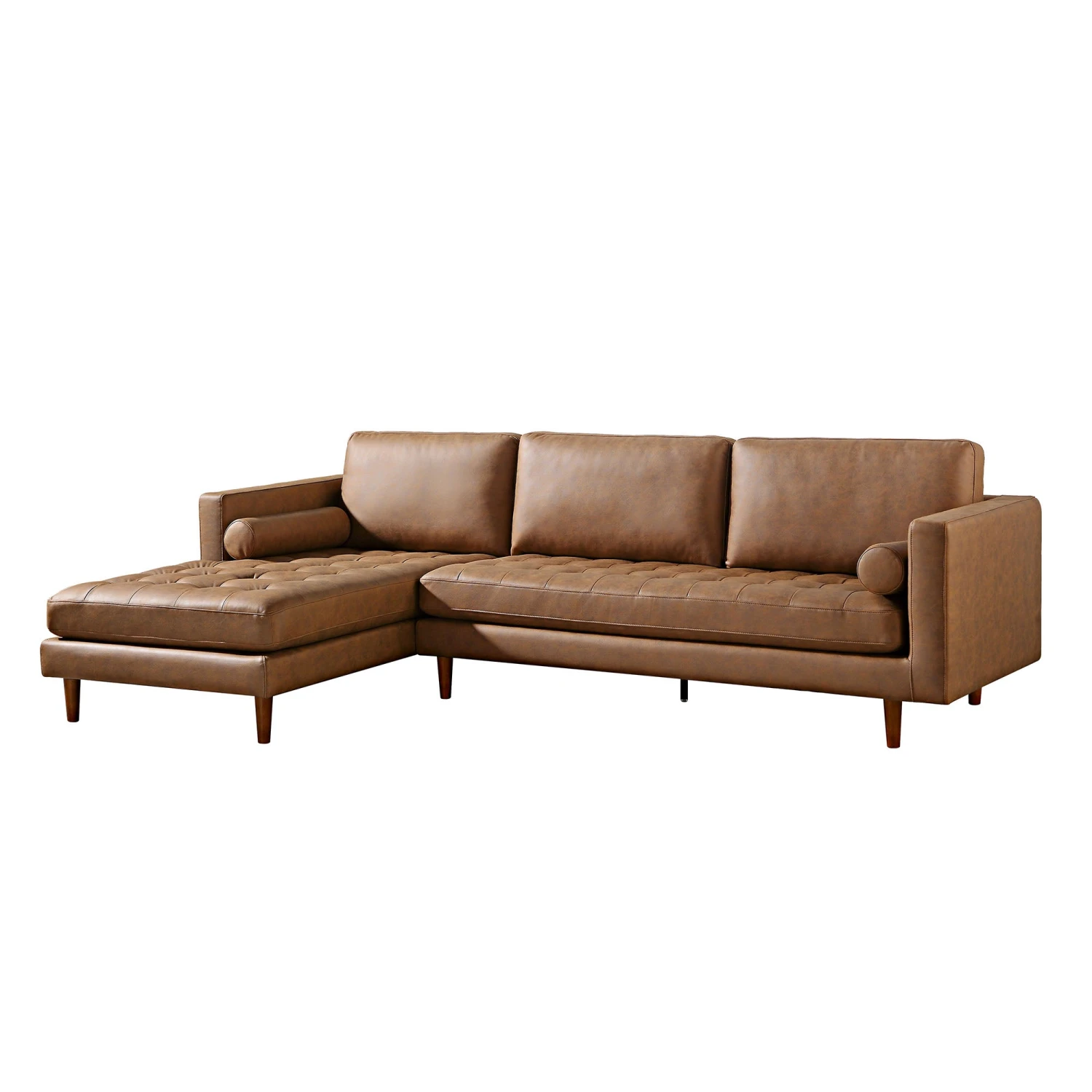 Henrietta Tan Faux Suede Grand 4-Seater Chaise End Sofa, Left Hand Facing 6 Henrietta Tan Faux Suede Grand 4-Seater Chaise End Sofa, Left Hand Facing - Image 6