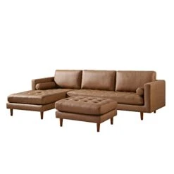 Henrietta Tan Faux Suede Grand 4-Seater Chaise End Sofa, Left Hand Facing 20 Henrietta Tan Faux Suede Grand 4-Seater Chaise End Sofa, Left Hand Facing -Daals Store BOSF 9680 TAN FXLT LHF SET WB3