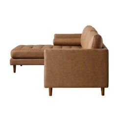 Henrietta Tan Faux Suede Grand 4-Seater Chaise End Sofa, Left Hand Facing 23 Henrietta Tan Faux Suede Grand 4-Seater Chaise End Sofa, Left Hand Facing -Daals Store BOSF 9680 TAN FXLT LHF SET WB6