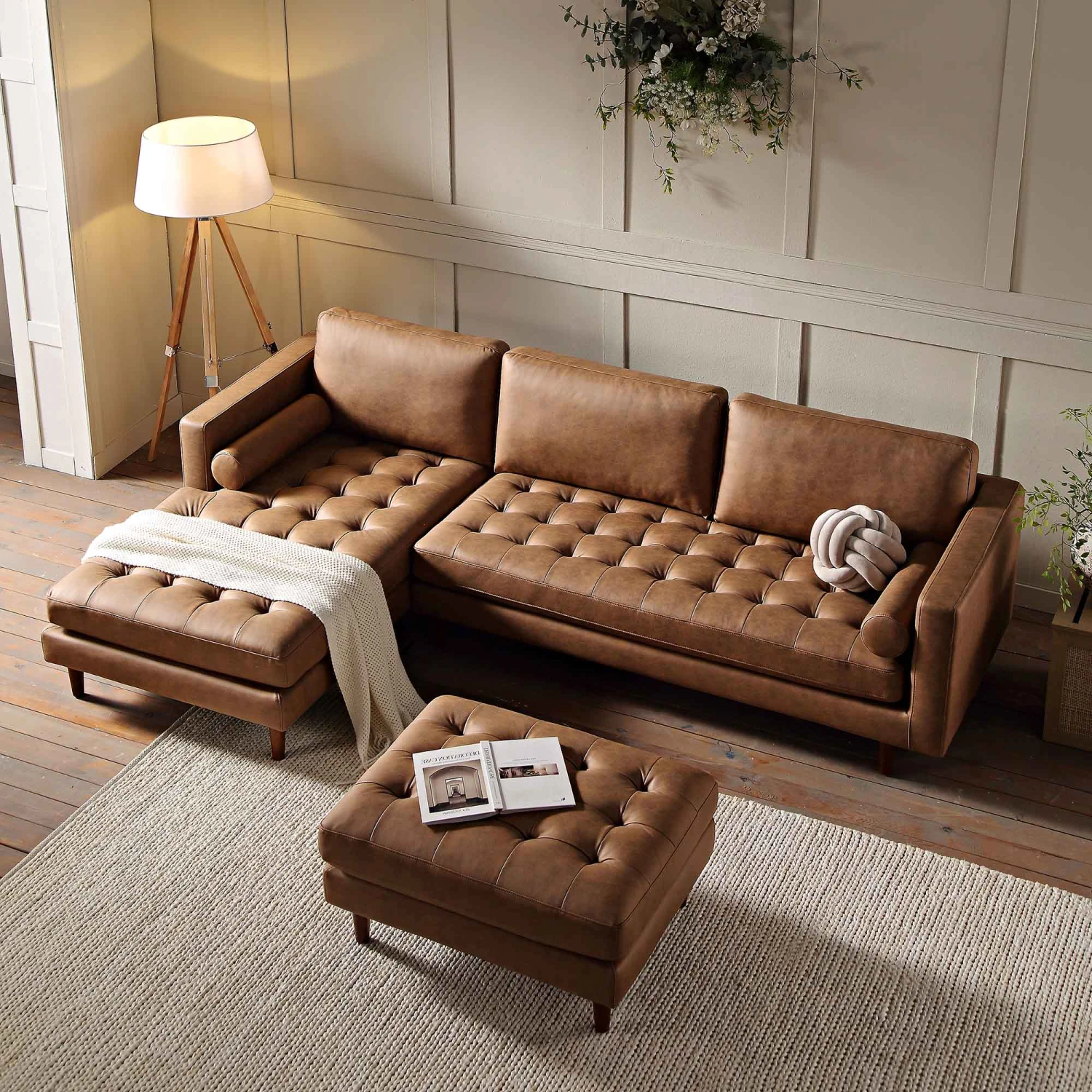 Henrietta Tan Faux Suede Grand 4-Seater Chaise End Sofa, Left Hand Facing 3 Henrietta Tan Faux Suede Grand 4-Seater Chaise End Sofa, Left Hand Facing - Image 3