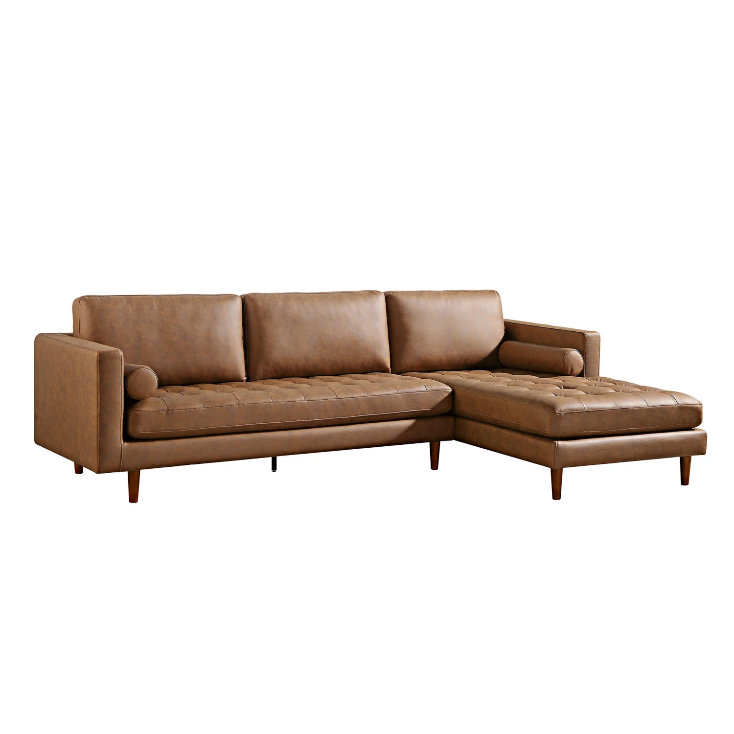 Henrietta Tan Faux Suede Grand 4-Seater Chaise End Sofa, Right Hand Facing 6 Henrietta Tan Faux Suede Grand 4-Seater Chaise End Sofa, Right Hand Facing - Image 6