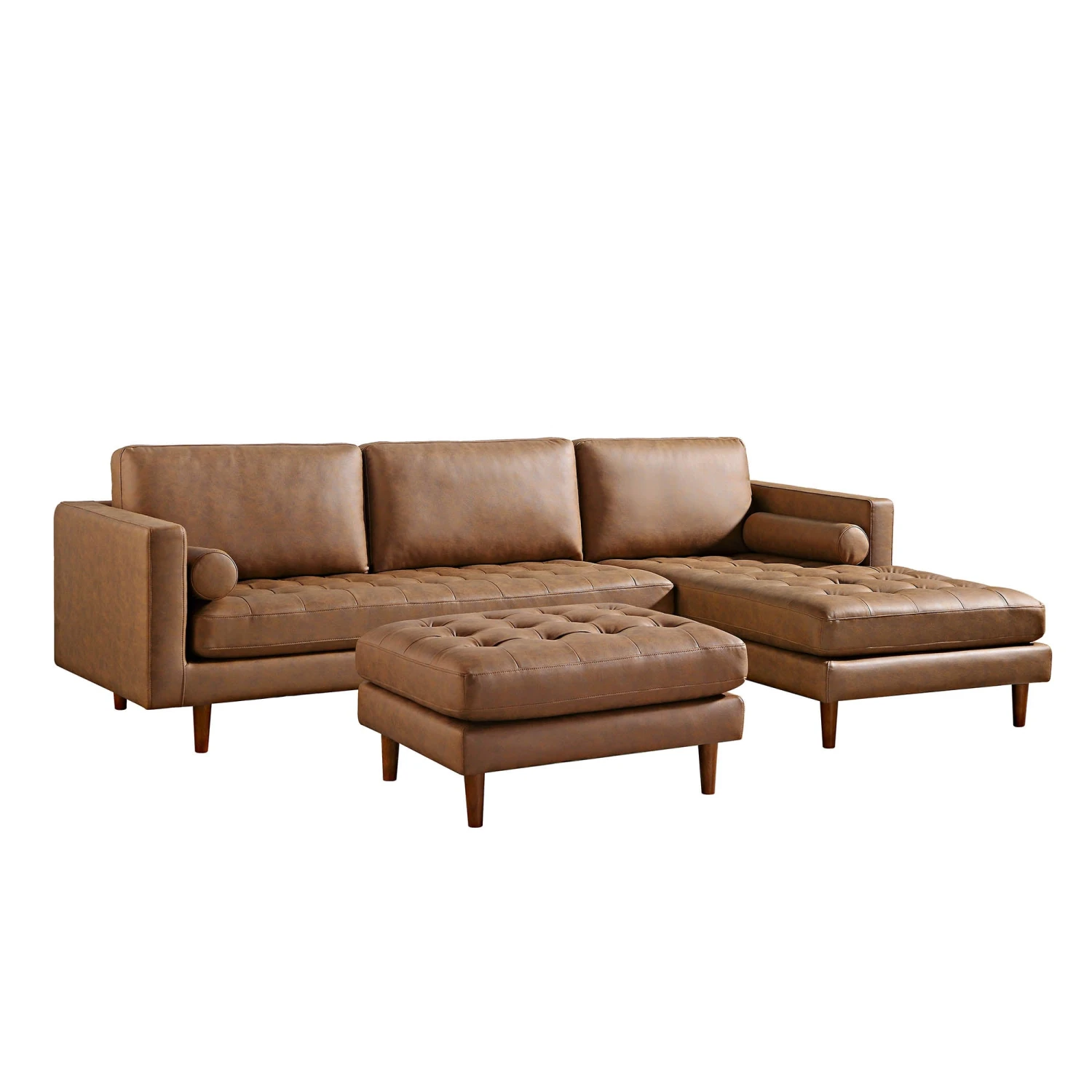 Henrietta Tan Faux Suede Grand 4-Seater Chaise End Sofa, Right Hand Facing 9 Henrietta Tan Faux Suede Grand 4-Seater Chaise End Sofa, Right Hand Facing - Image 9
