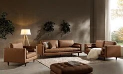 Henrietta Large 3-Seater Sofa, Tan Faux Suede -Daals Store BOSF 9680 TAN FXLT set scene
