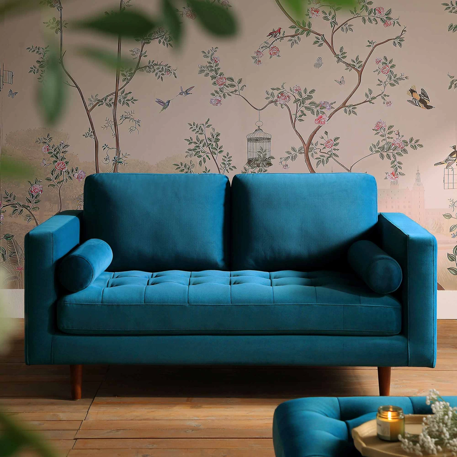 Henrietta 2-Seater Sofa, Teal Velvet 2 Henrietta 2-Seater Sofa, Teal Velvet - Image 2
