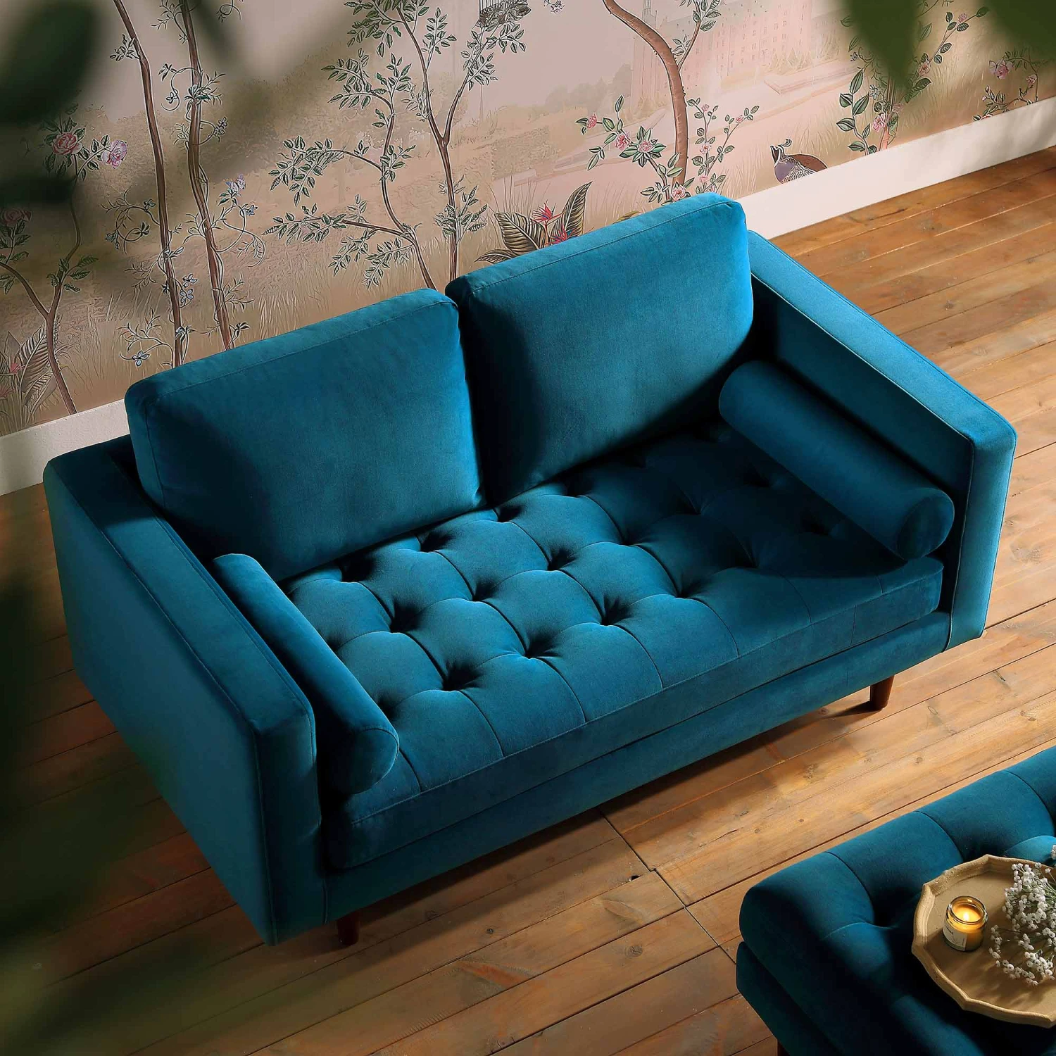 Henrietta 2-Seater Sofa, Teal Velvet 3 Henrietta 2-Seater Sofa, Teal Velvet - Image 3