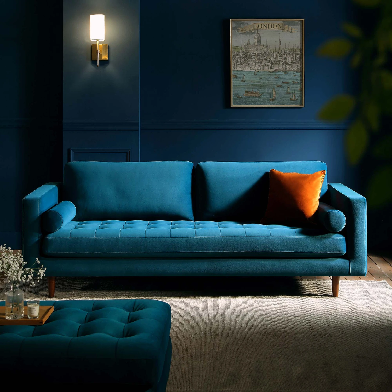 Henrietta Large 3-Seater Sofa, Teal Velvet 2 Henrietta Large 3-Seater Sofa, Teal Velvet - Image 2