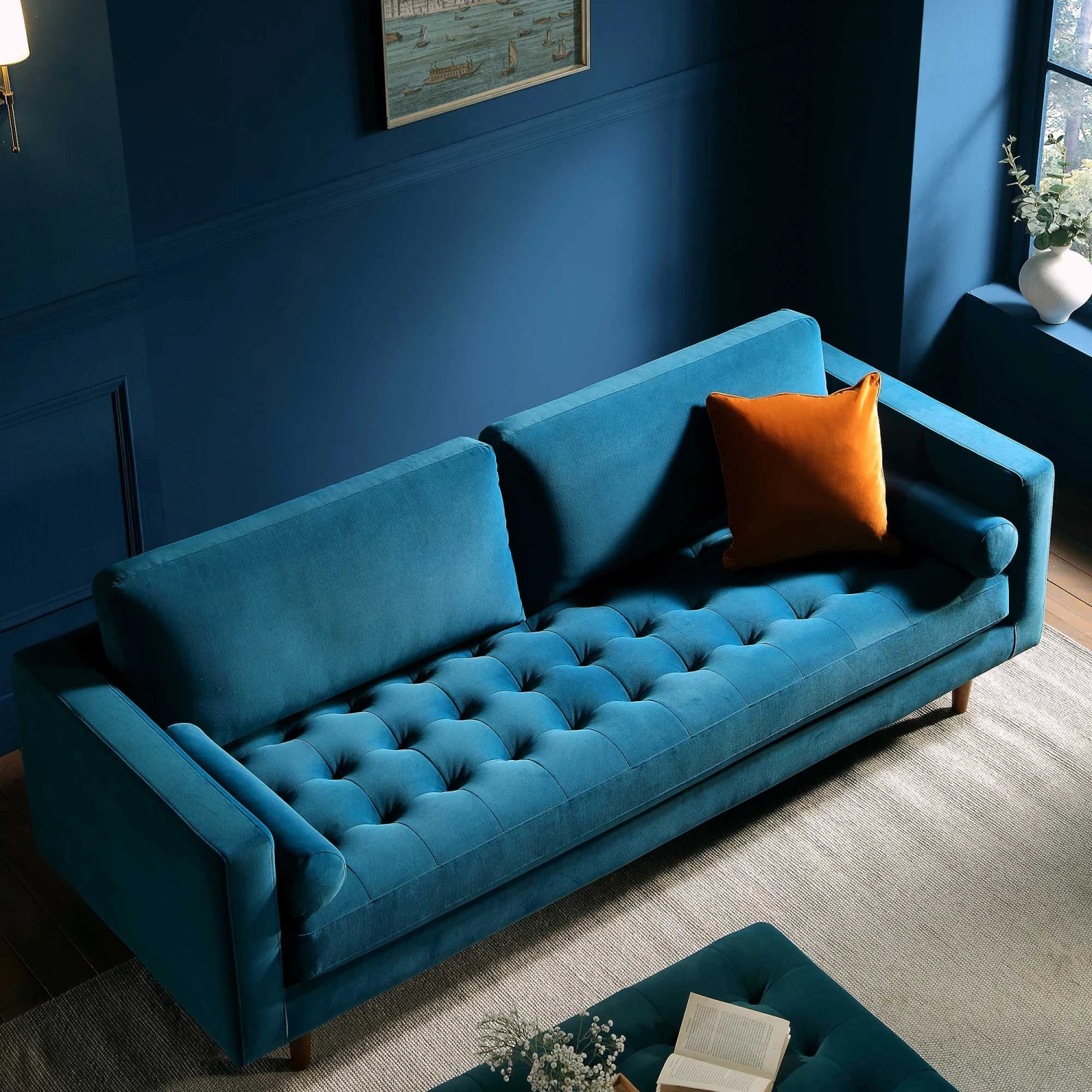 Henrietta Large 3-Seater Sofa, Teal Velvet 3 Henrietta Large 3-Seater Sofa, Teal Velvet - Image 3