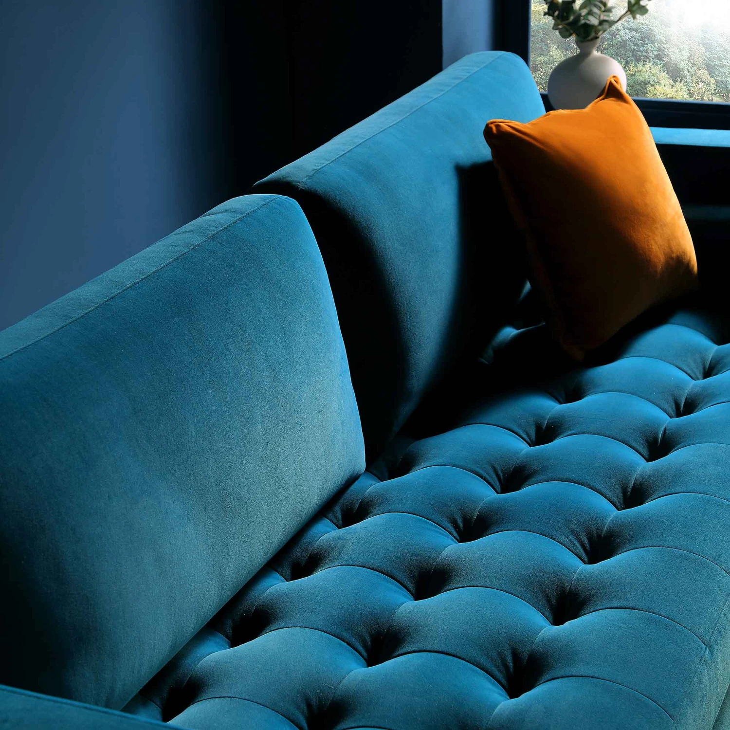 Henrietta Large 3-Seater Sofa, Teal Velvet 4 Henrietta Large 3-Seater Sofa, Teal Velvet - Image 4