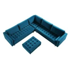 Henrietta 5+Seater Corner Sofa, Teal Velvet -Daals Store BOSF 9680 TEAL VEL CORNER SET WB6