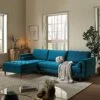 Henrietta Teal Velvet Grand 4-Seater Chaise End Sofa, Left Hand Facing -Daals Store BOSF 9680 TEAL VEL LHF SET main