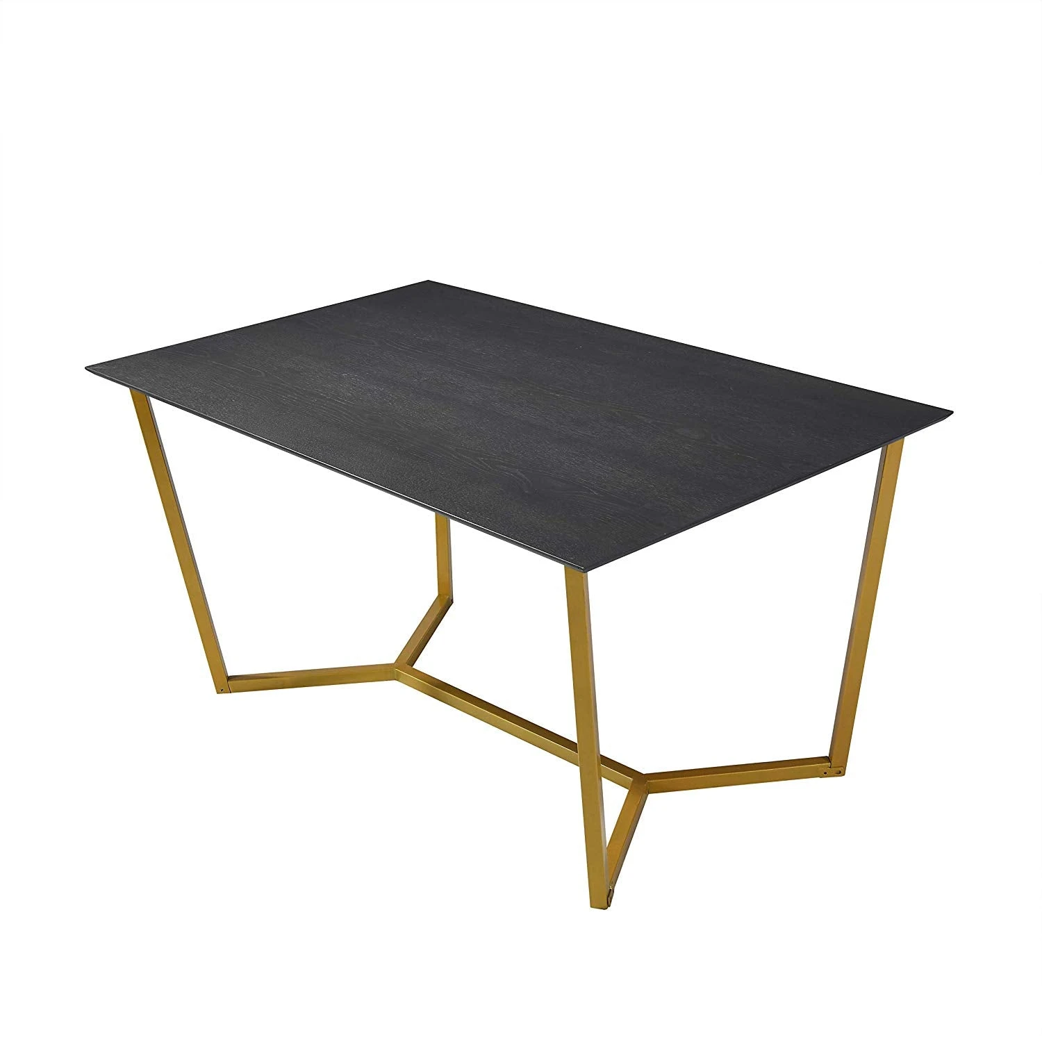 SIERRE 6 Seater Dark Oak Dining Table β Industrial Gold Geometric Metal Legs 4 SIERRE 6 Seater Dark Oak Dining Table β Industrial Gold Geometric Metal Legs - Image 4