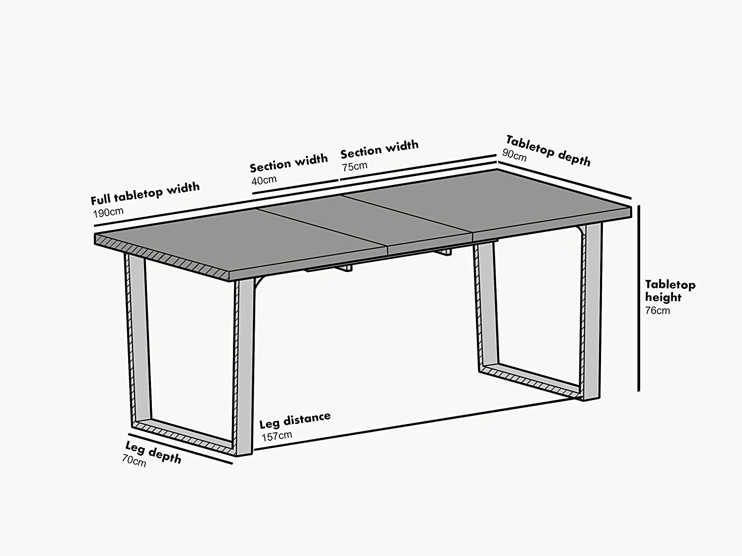 BERN 6-8 Seater Dark Oak Extending Dining Table With Metal Legs 8 BERN 6-8 Seater Dark Oak Extending Dining Table With Metal Legs - Image 8