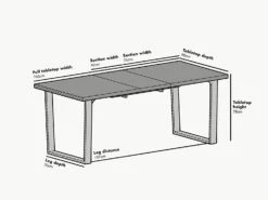 BERN Oak Extending Dining Table - 6 to 8 Seater Industrial Wood Table with Black Metal Legs 22 BERN Oak Extending Dining Table - 6 to 8 Seater Industrial Wood Table with Black Metal Legs -Daals Store BSD 002 CHART