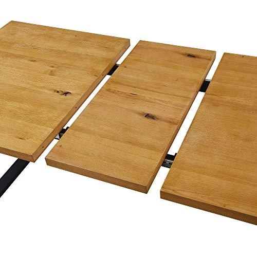 BERN Oak Extending Dining Table - 6 to 8 Seater Industrial Wood Table with Black Metal Legs 12 BERN Oak Extending Dining Table - 6 to 8 Seater Industrial Wood Table with Black Metal Legs - Image 12